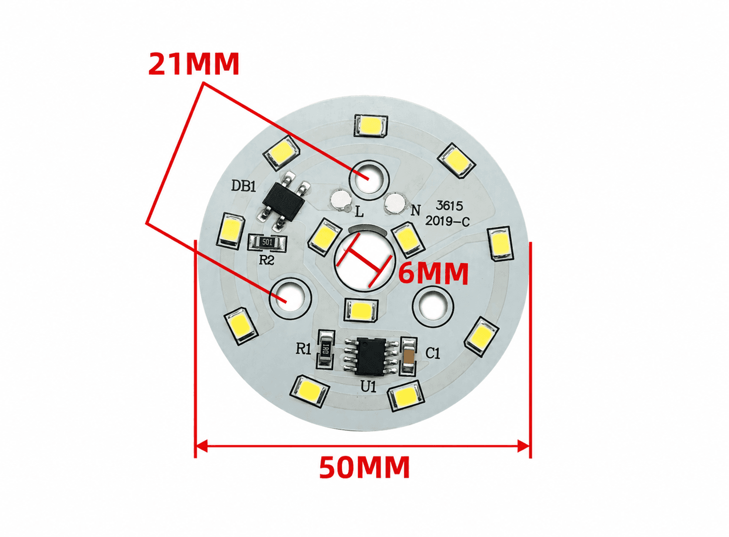 شريحة إضاءة LED لمصباح لمبة AC 220V بقوة 7 واط SMD 2835 حبيبات إضاءة دائرية | LED Chip for Lamp Bulb