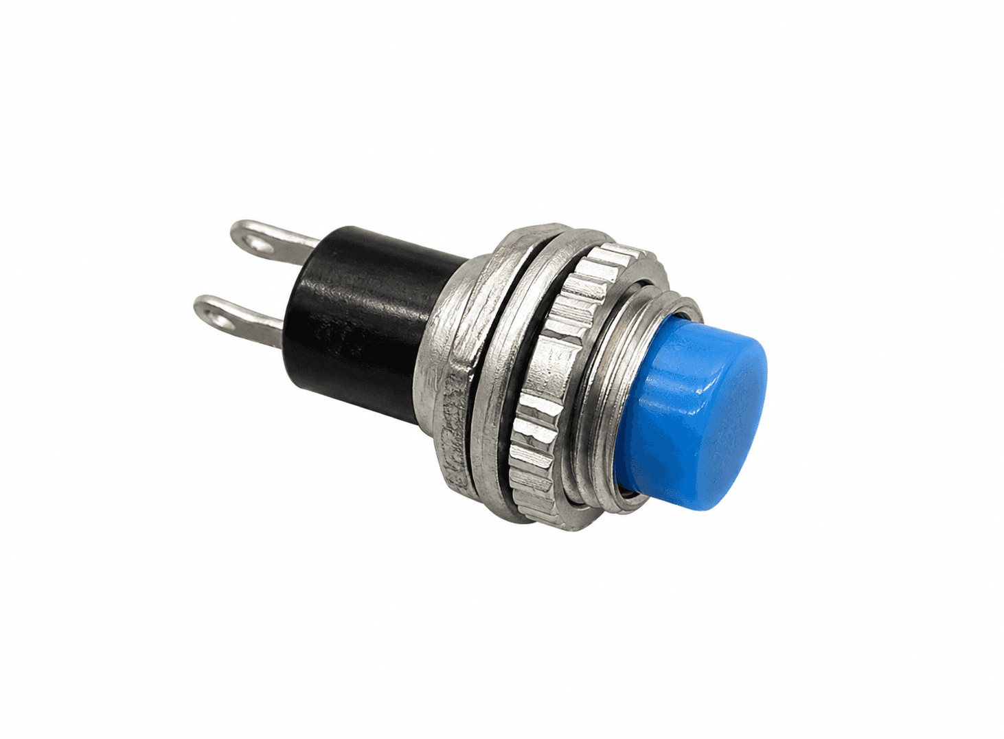 مفتاح ضغط لحظي بلاستيكي مقاس 10 ملم موديل DS-211 بلون أزرق | 10mm DS-211/DS-213 Self-Reset Plastic Push Button Switch, Momentary, 1A 125VAC, 2-Pin, Blue
