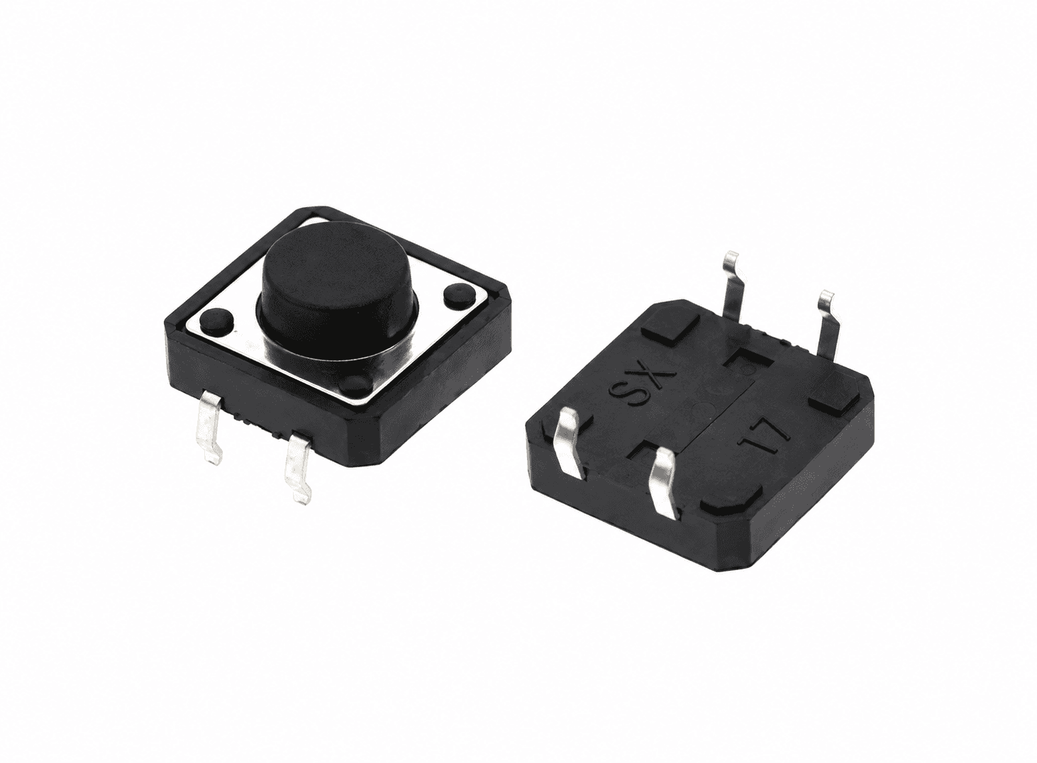 مفتاح تاكت 12x12x6mm بأربعة أطراف | 12x12x6mm Tactile Push Button Switch, 4-Pin Through-Hole