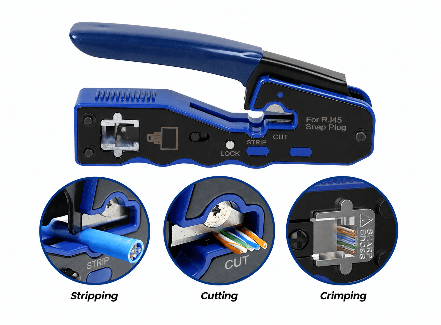 كماشة تكفيت شبكات Onten موديل ONT-E991 بتقنية المرور Passthrough | Onten ONT-E991 Pass-Through Modular Network Crimping Tool