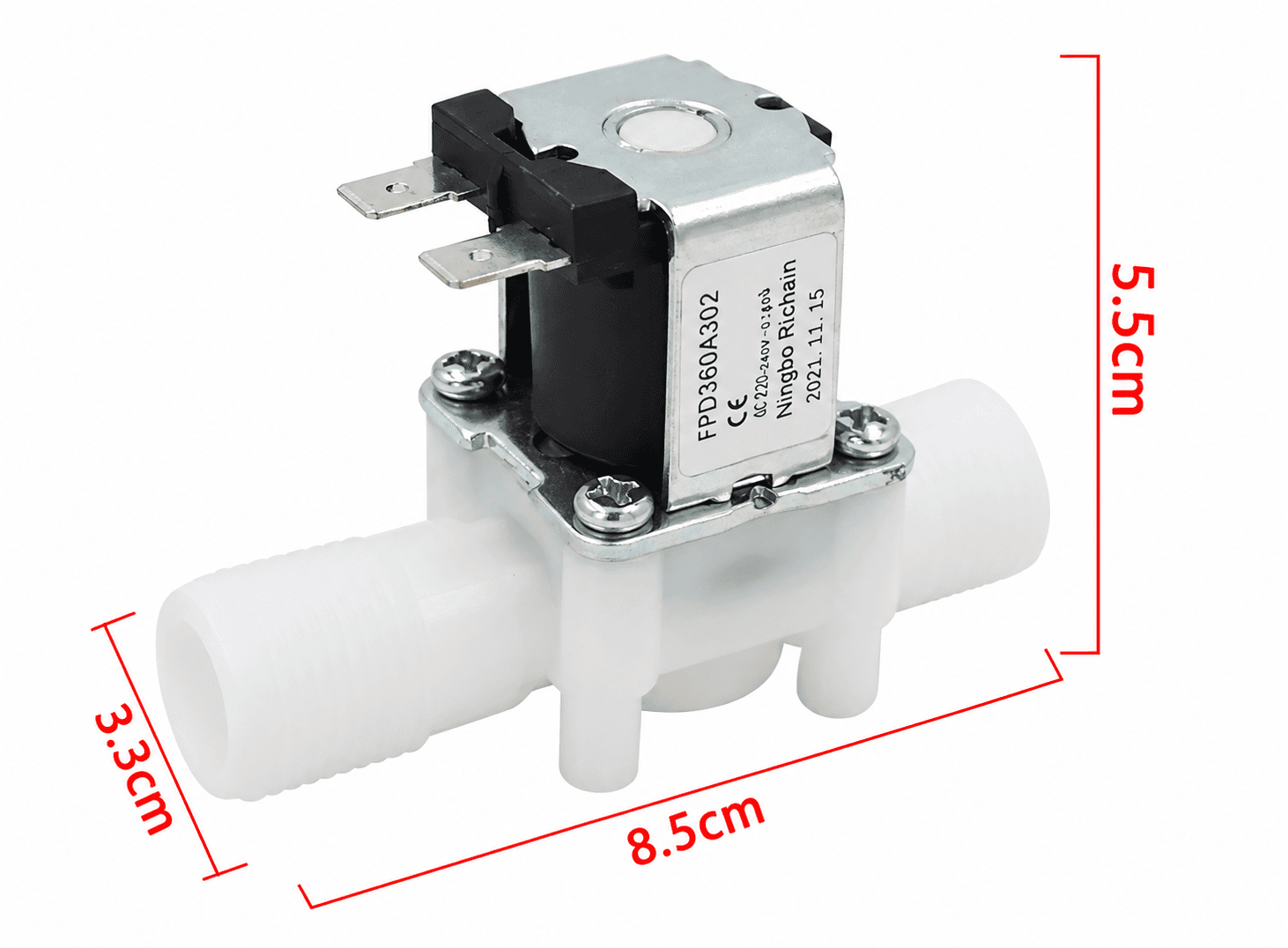 صمام ملف مغناطيسي كهربائي بلاستيكي 80 مم مغلق عادة 0.5 بوصة 220 فولت | Plastic Solenoid Valve