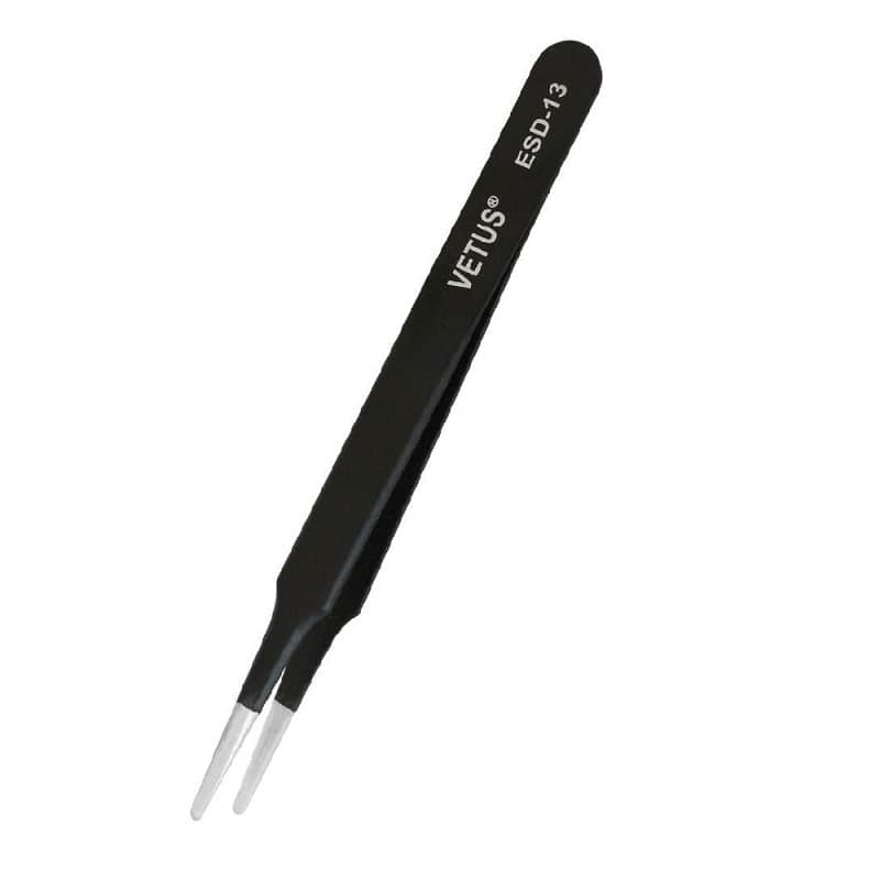 ملقط دقيق ESD-13 من الستانلس ستيل مضاد للاستاتيك بطرف منحنٍ | ESD-13 Anti-Static Stainless Steel Precision Tweezers, Curved Tip