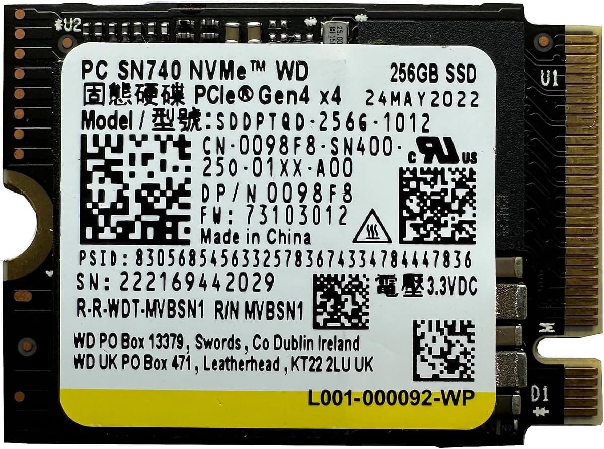 هارد SSD داخلي WD SN740 سعة 256GB بمقاس M.2 2242 وواجهة PCIe Gen4 x4 NVMe | WD SN740 256GB M.2 2242 PCIe Gen4 x4 NVMe TLC SSD