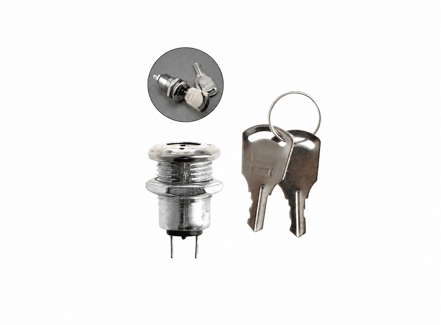 مفتاح تشغيل بالمفتاح المعدني KS-02 وضعية ON-OFF مع مفتاحين | KS-02 Key Switch Lock ON-OFF with Two Keys