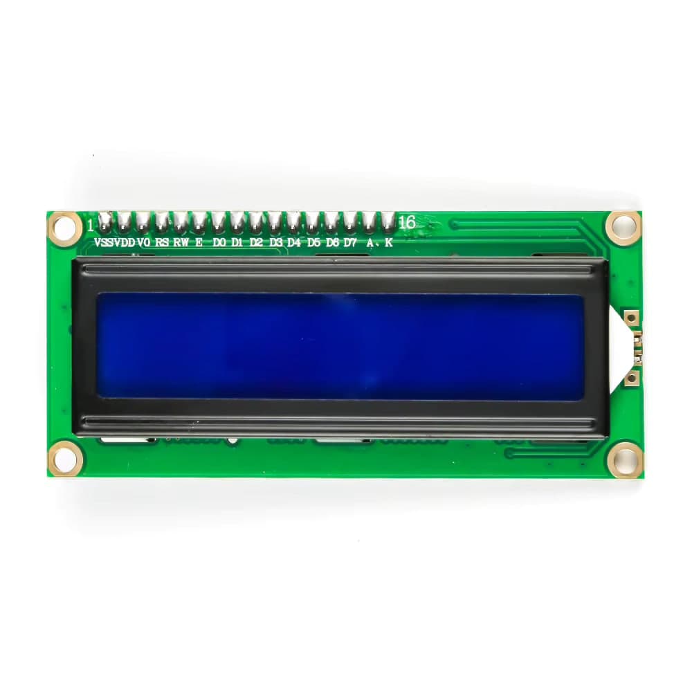 شاشة LCD1602 حرفية 16×2 بإضاءة زرقاء مع محوّل I2C | LCD1602 16x2 Character LCD Module, Blue Backlight, with I2C Adapter