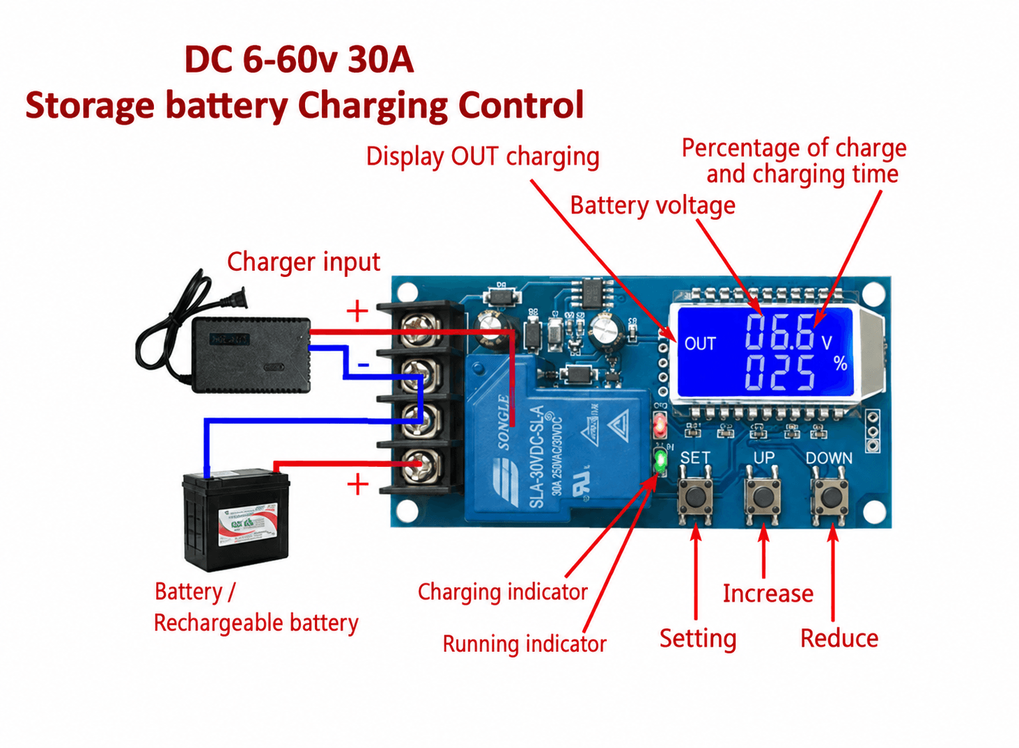متحكم شحن بطارية 30A battery Charging Control 012720 | Battery Charging Control