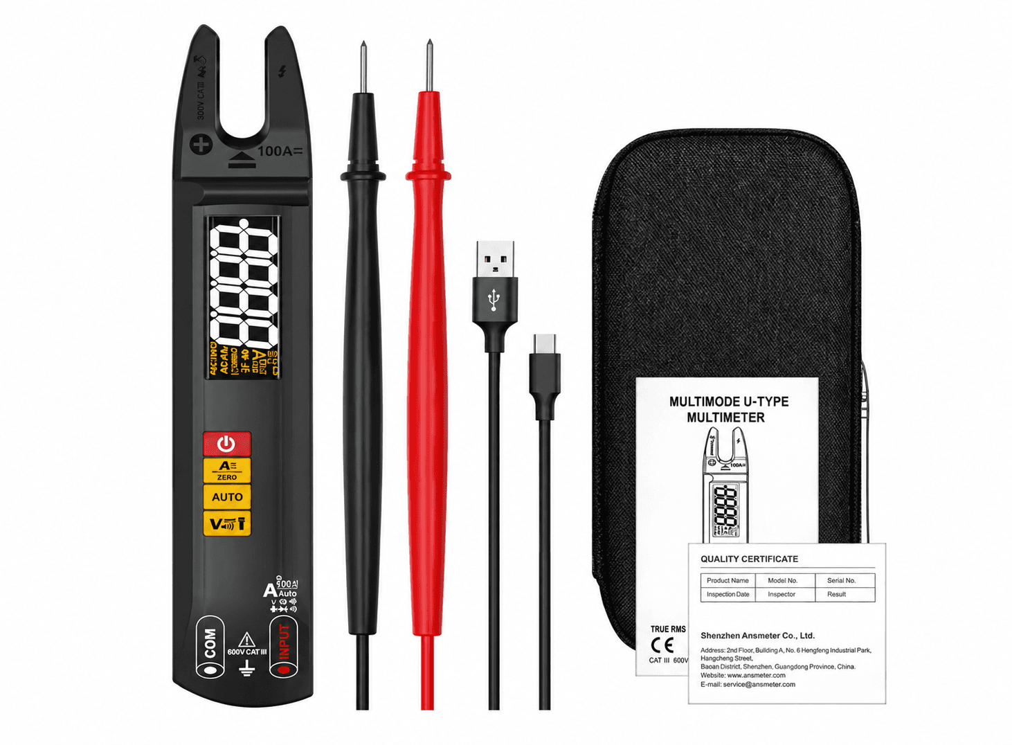 جهاز قياس التيار الرقمي U1 القابل للشحن مع فحص الحرارة والمكثفات | Digital Clamp Multimeter