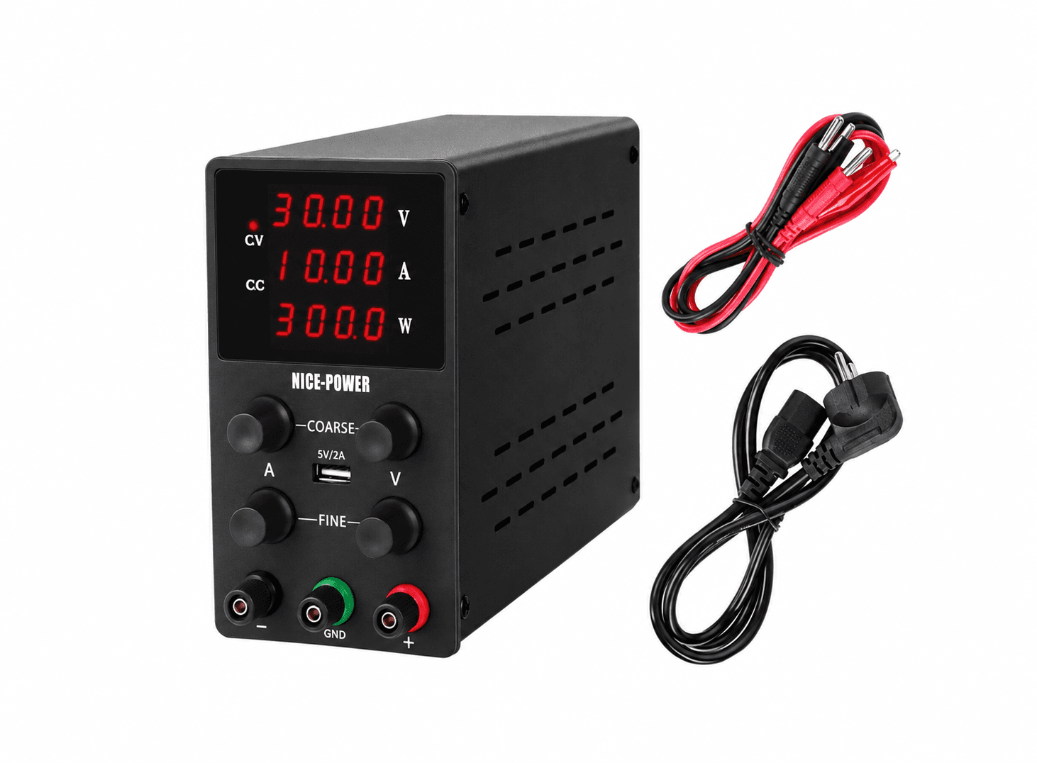 مجهز قدرة دي سي قابل للضبط 30V 10A مع منفذ يو اس بي SPS3010 | DC Power Supply