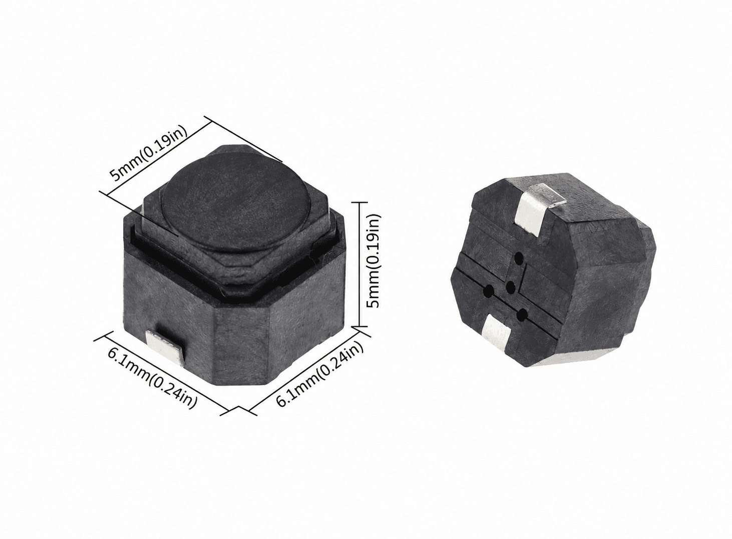 مفتاح ضغط سيليكون صامت 6X6X5 مم بدبوسين | Tact Switch
