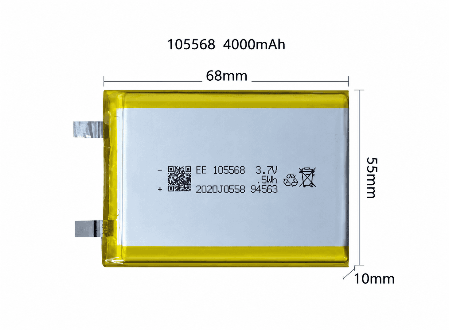بطارية ليثيوم بوليمر 4000mAh 3.7V | Lithium Polymer Battery