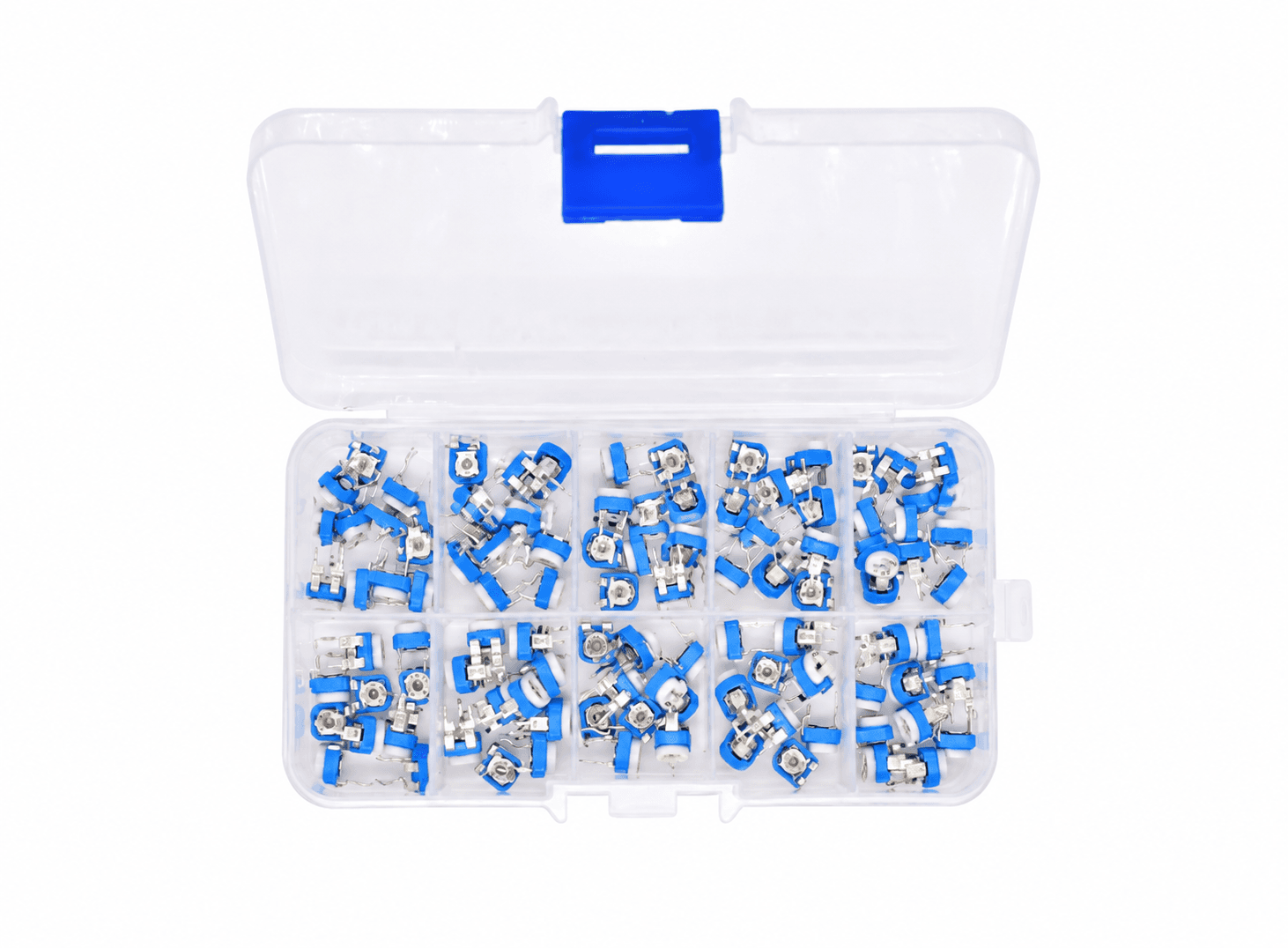 طقم تشكيلة مقاومات متغيرة كربونية أفقية 100 قطعة RM065 Potentiometer Assortment Kit | Potentiometer Kit