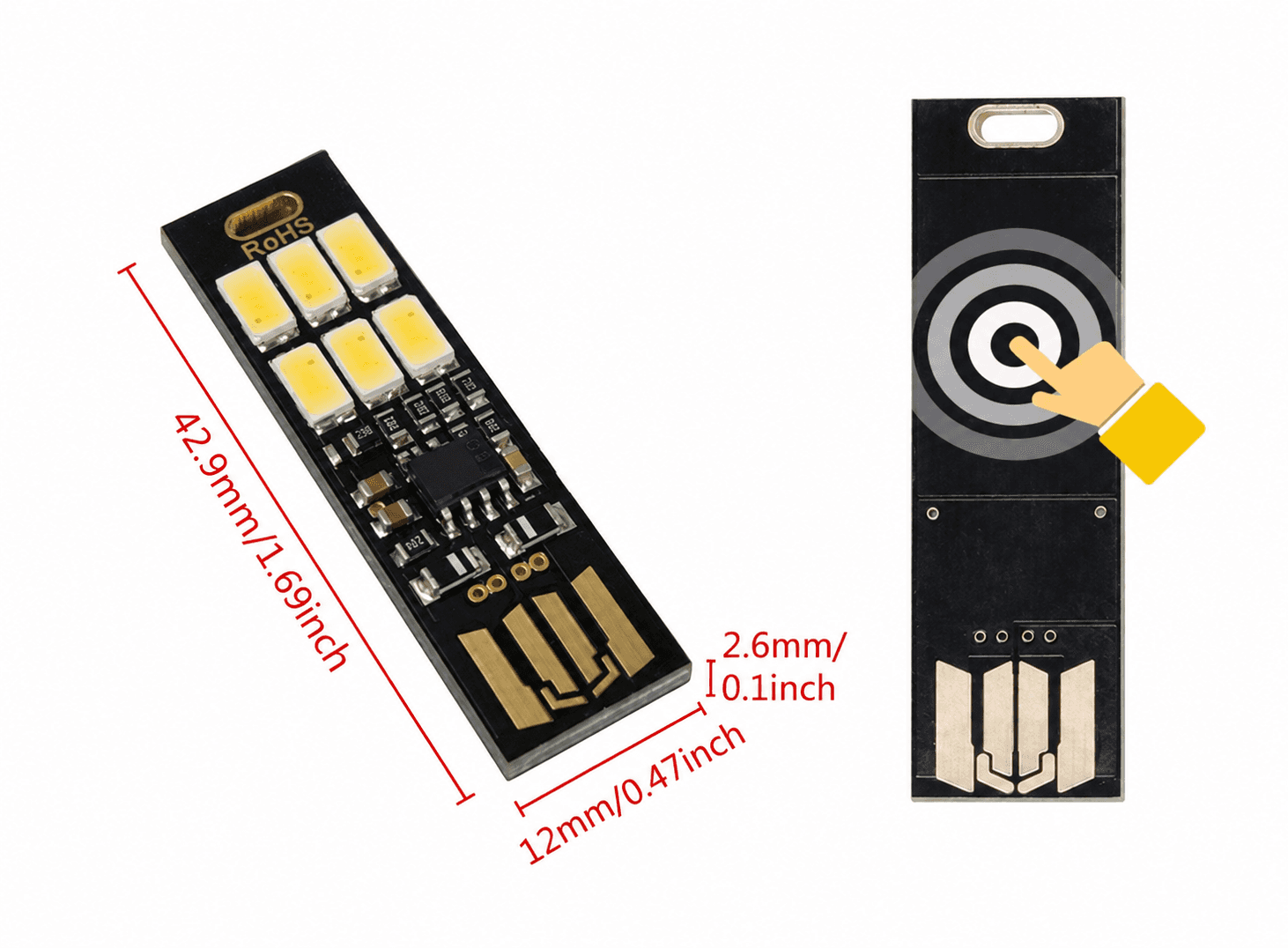 إضاءة LED صغيرة محمولة 5730 بمنفذ USB وجهد 5V مع مستشعر لمس وإضاءة ليلية خافتة #A4 X-HX0263A | USB LED Light