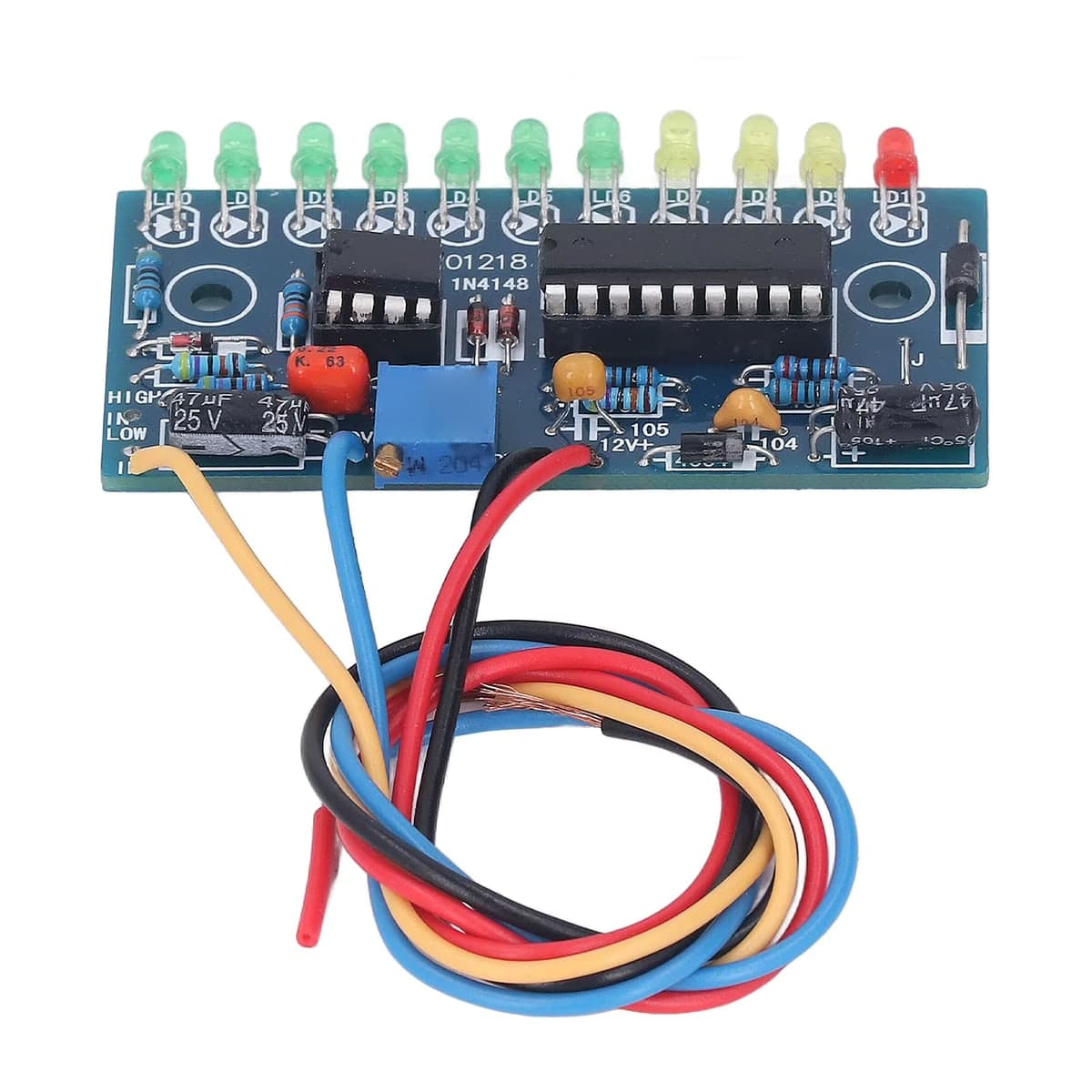 وحدة مؤشر مستوى الصوت بعشر ليدات متتابعة تعمل على 9-12V | 10-Segment Audio Level Indicator LED Module