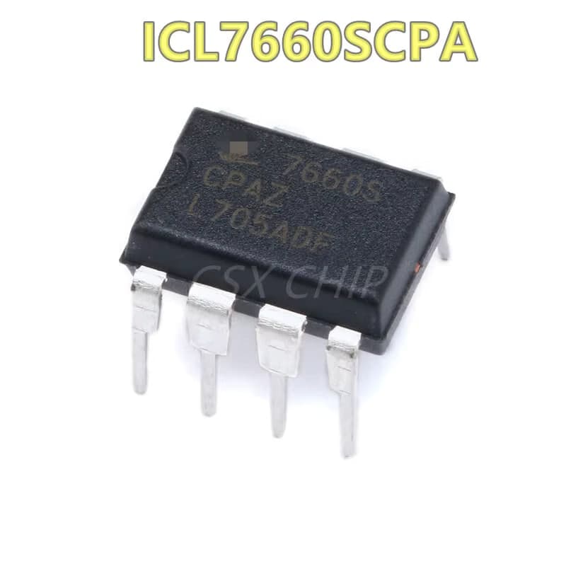 رقاقة محوّل فولتية بمضخة شحن ICL7660SCPA بغلاف DIP-8 | ICL7660SCPA Charge Pump Voltage Converter IC, DIP-8