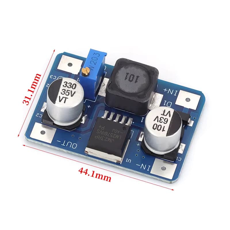 وحدة خافض فولتية موديل LM2576HV قابلة للضبط بدخل 5 إلى 60 فولت | LM2576HV DC-DC Adjustable Step-Down Buck Module, 5-60V In / 1.25-26V Out