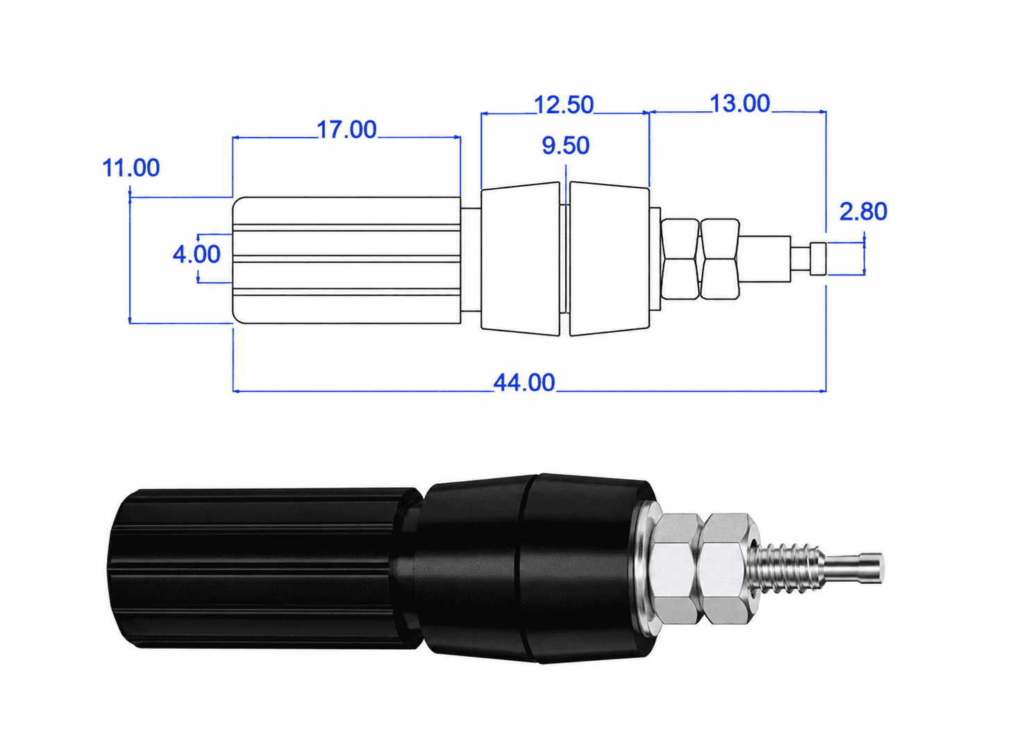قاعدة بانانا JZDZ 4mm Banana Socket Binding Post Nut Banana Plug Jack Black | Banana Socket Binding Post