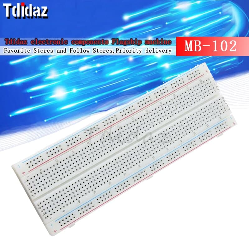 بردبورد MB-102 بـ830 نقطة توصيل | MB-102 Solderless Breadboard, 830 Tie Points with Power Rails