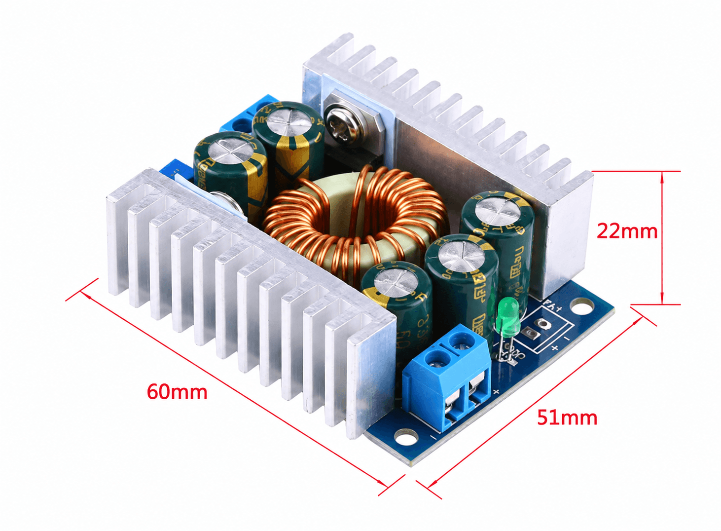كارت خافض للفولتية DC-DC بتيار 12A من 5-40V إلى 1.2-36V | High Power DC-DC Step-Down Buck Converter 12A, 5-40V to 1.2-36V