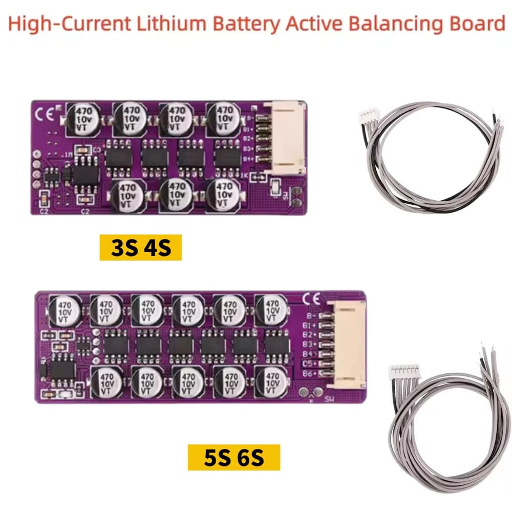 كارت موازنة فعّالة سعوية 6S بتيار 2A لبطاريات Li-ion وLiFePO4 وLTO | 6S 2A Capacitive Active Balancer for Li-ion, LiFePO4 and LTO