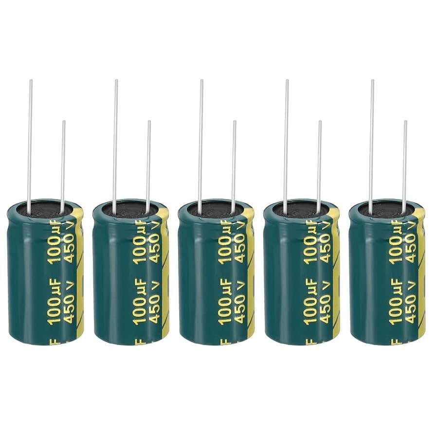 مكثف إلكتروليتي راديال 450V بسعات مختارة من 1µF حتى 220µF | Radial Electrolytic Capacitor 450V, 1uF to 220uF — Select Capacitance