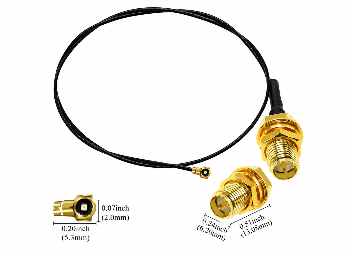كيبل تمديد هوائي من IPEX MHF4 إلى RP-SMA أنثى بطول 30cm | IPEX MHF4 to RP-SMA Female Pigtail Antenna Cable, 0.81mm, 30cm