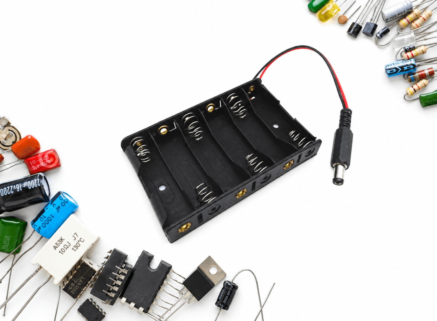 حامل حافظة بطاريات مع مشبك لعدد 6 بطاريات AA عادية أو قابلة لإعادة الشحن X52132 | Battery Case Holder