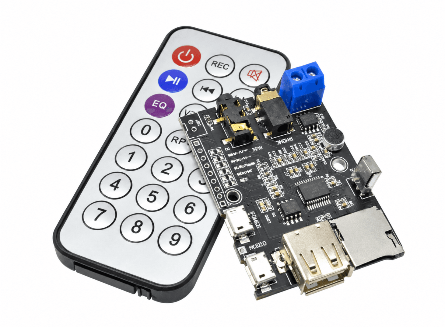 وحدة فك تشغيل وسائط MP3 وWAV وWMA بمنفذ USB وجهد 5V مع تحكم عن بعد لدعم بطاقة TF وU-Disk طراز 010928 #L1 | Decoding Module
