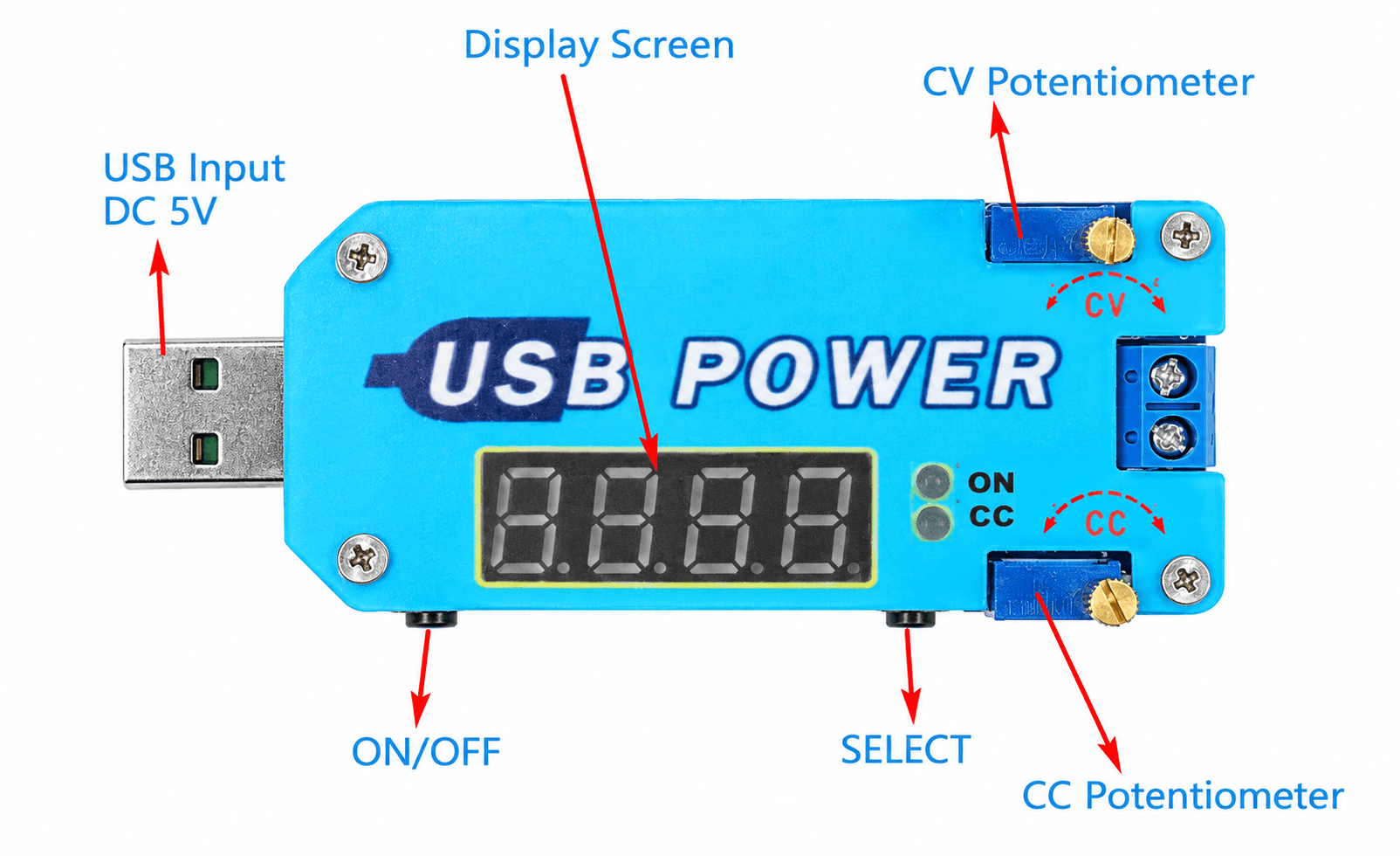 محول طاقة USB قابل للتعديل 15W Adjustable DC-DC CC CV USB 5V To 0.5-30V #N4 011044 | USB Power Supply
