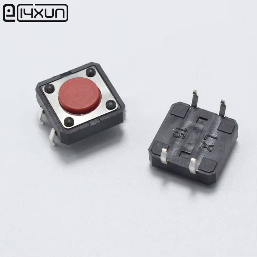 مفتاح تاكت 12x12x10mm بأربعة أطراف Through-Hole لحظي | 12x12x10mm Tact Switch 4-Pin Through-Hole Momentary Push Button