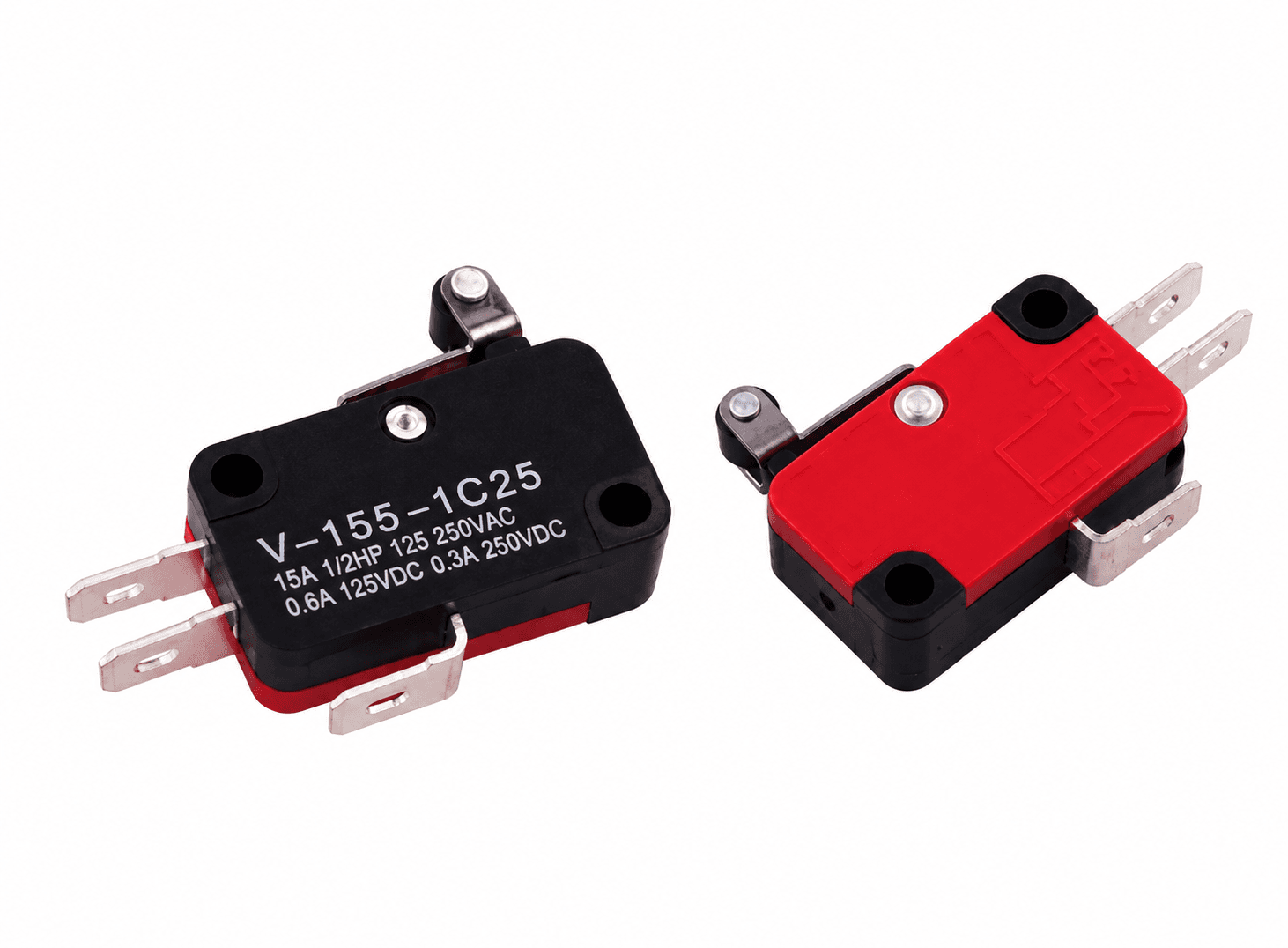مفتاح حدّي مصغّر V-155-1C25 بذراع رافعة | V-155-1C25 Micro Limit Switch with Lever