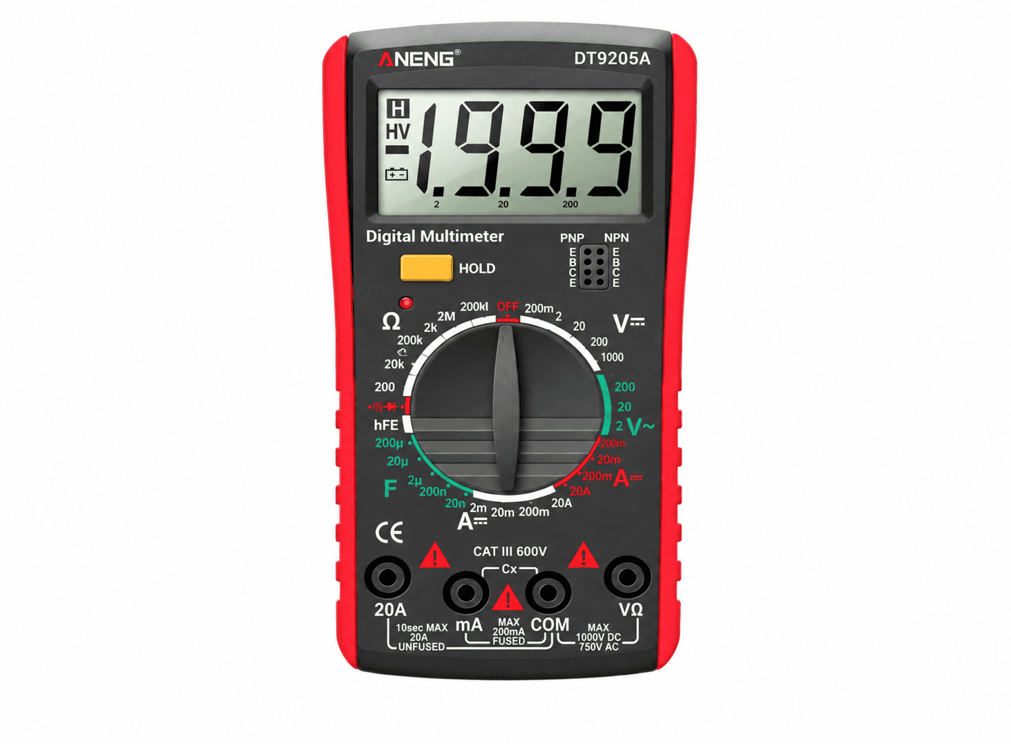 جهاز قياس رقمي ANENG موديل 9205A لقياس الفولتية والتيار والمقاومة والسعة | ANENG 9205A Digital Multimeter, AC/DC Voltage, Current, Resistance, Capacitance