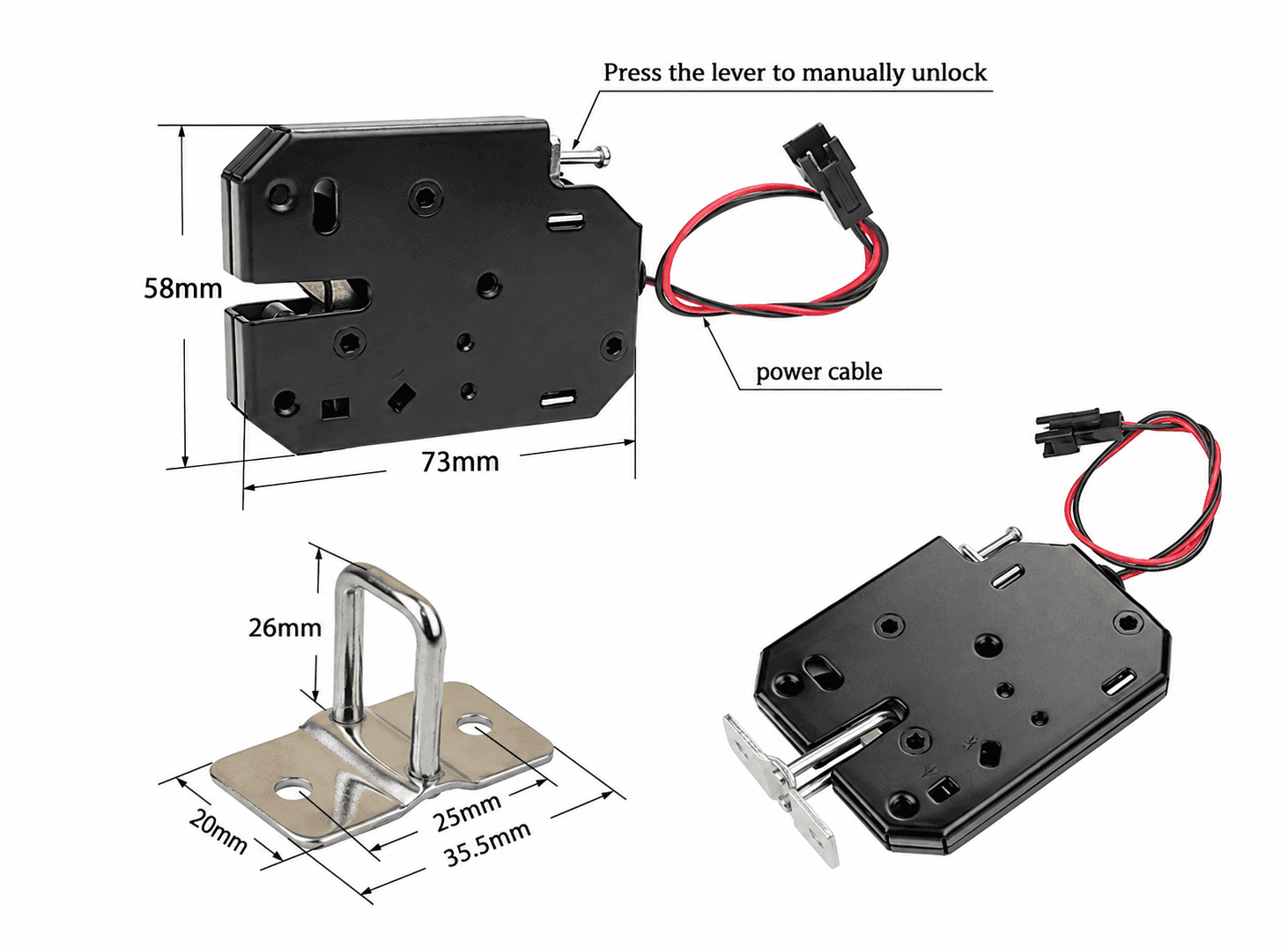 قفل باب كهرومغناطيسي DC 12V 2A X-JM0096A | Electromagnetic Door Lock