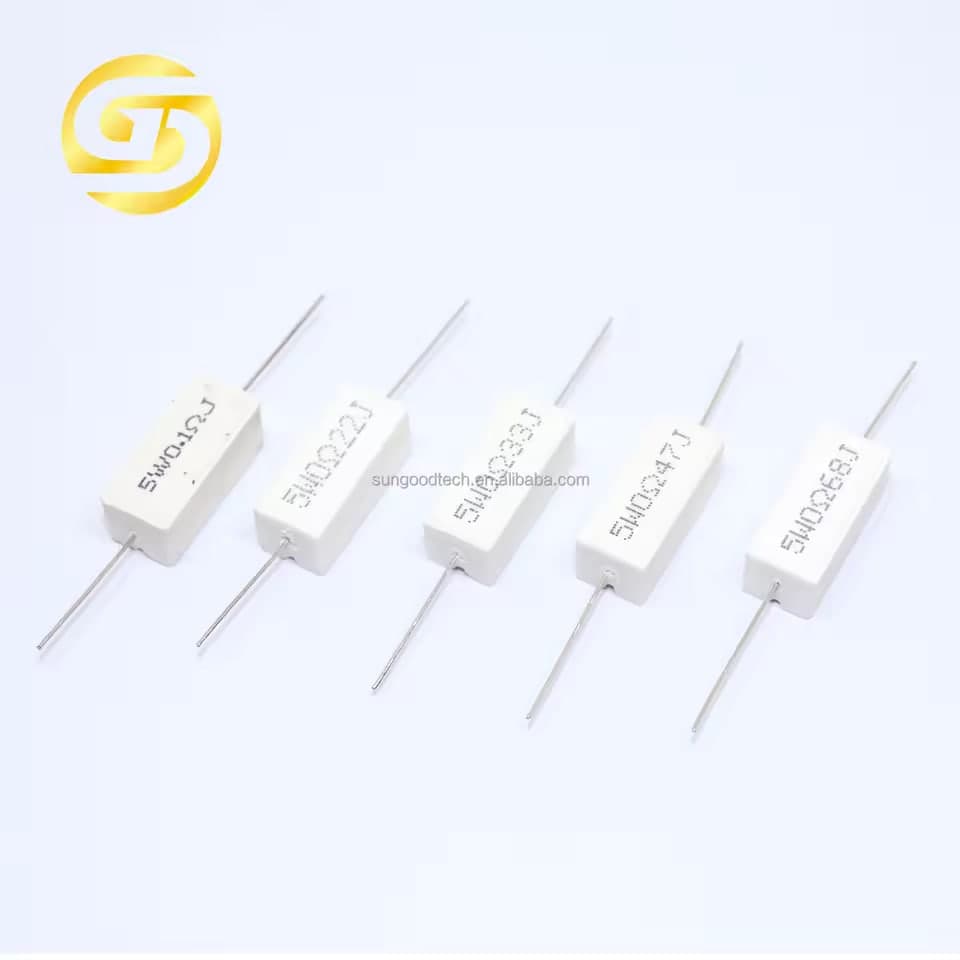 مقاومة سيراميك سمنتية 5W بقيمة 2.2kΩ | 5W Cement Power Resistor, 2.2k Ohm