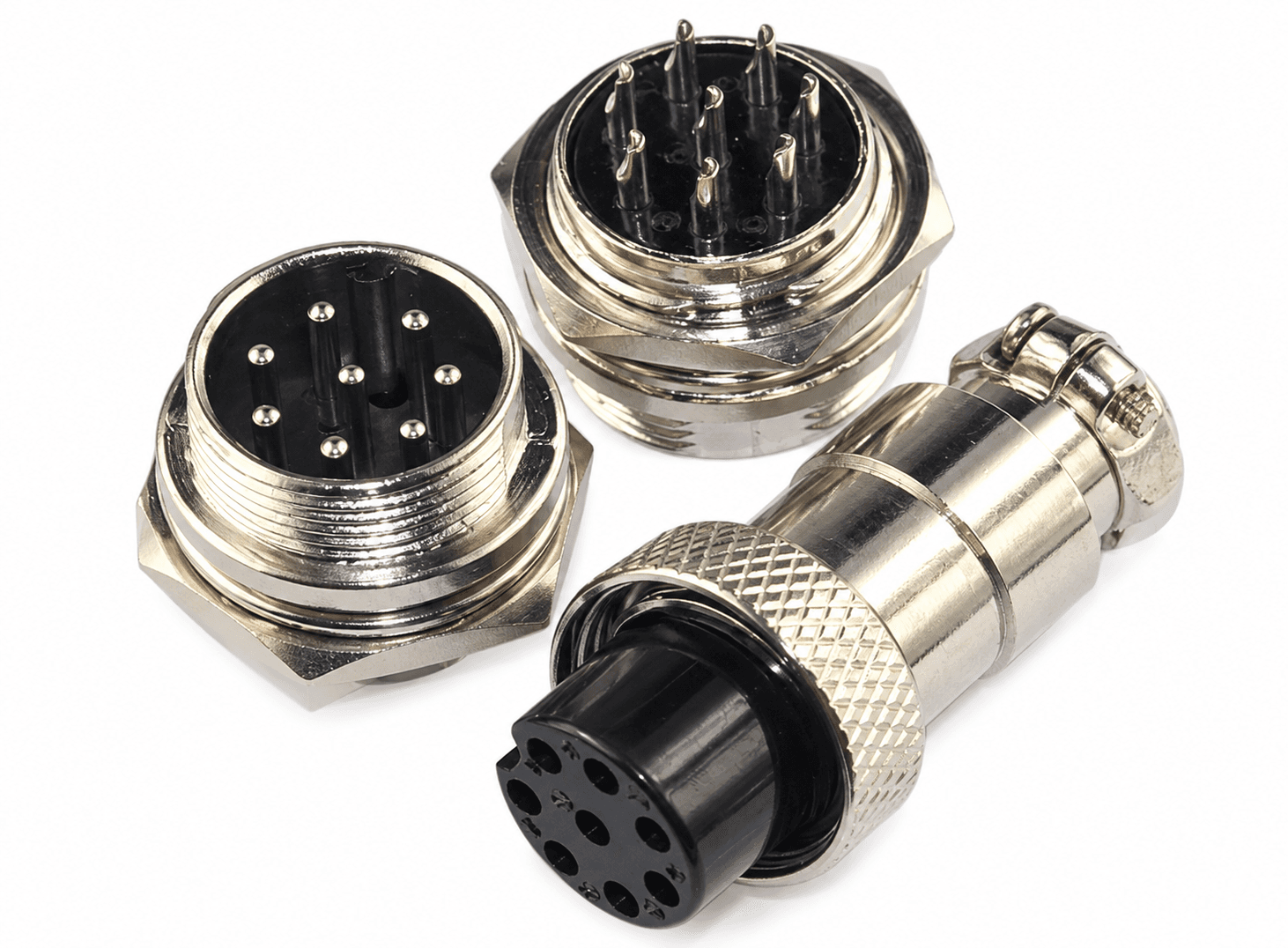 موصل طيران GX16 8Pin ذكر وأنثى مقاس 16mm مع قاعدة لوحة دائرية | Aviation Connector Socket