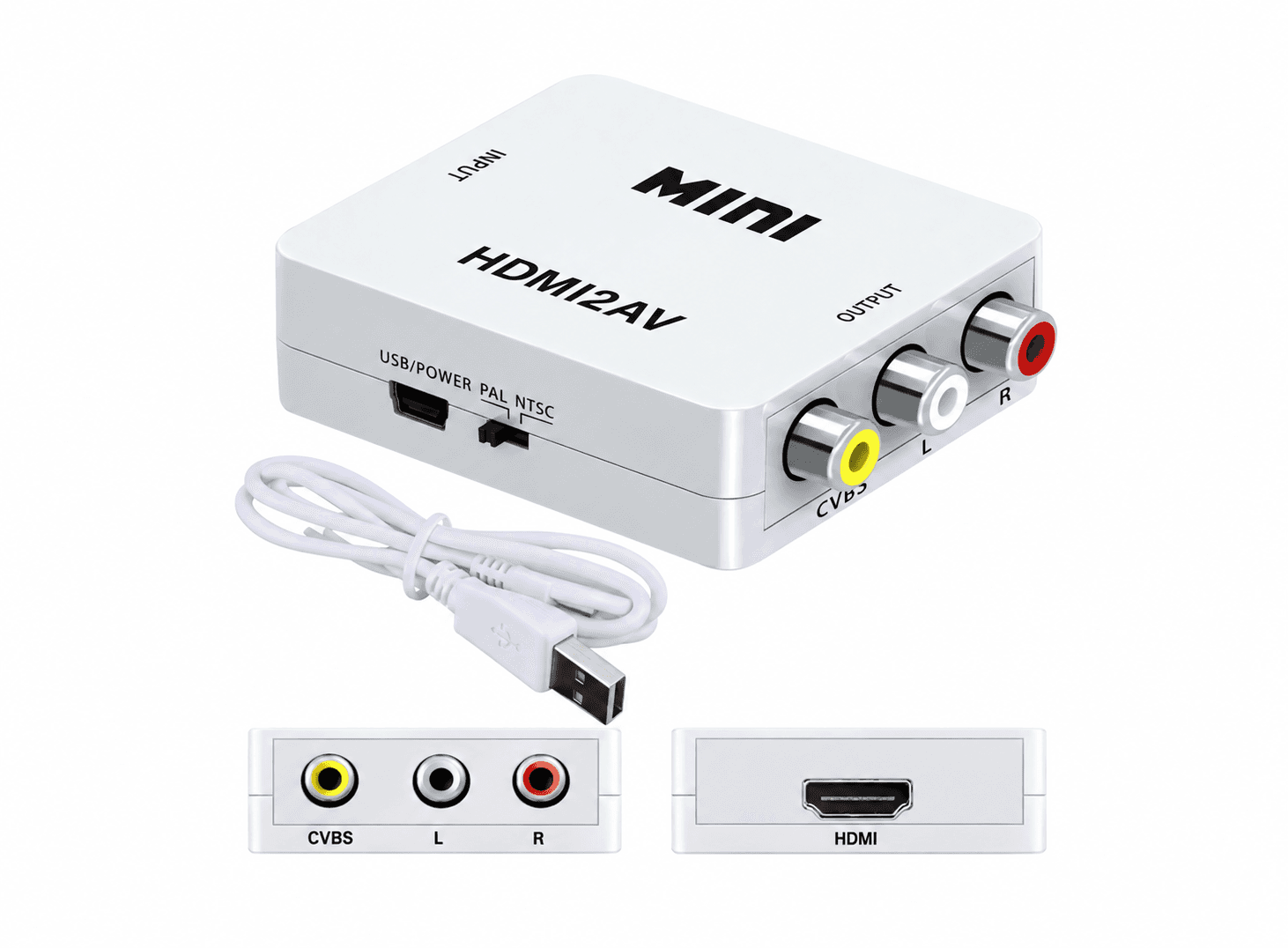 محول فيديو عالي الدقة HDMI إلى AV بصندوق تحويل HDMI إلى RCA | HDMI to AV Converter Box