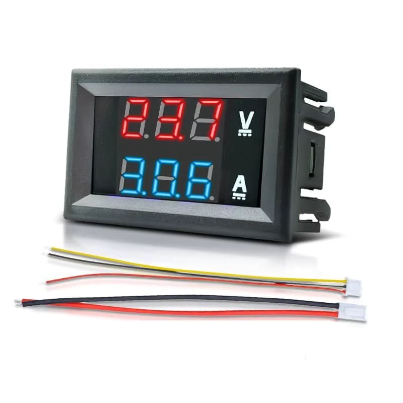 عداد لوحي رقمي للفولتية والتيار المستمر 7-100V و20A بحجم 0.28 بوصة | 0.28 inch DC 7-100V 20A Digital Voltage and Current Meter