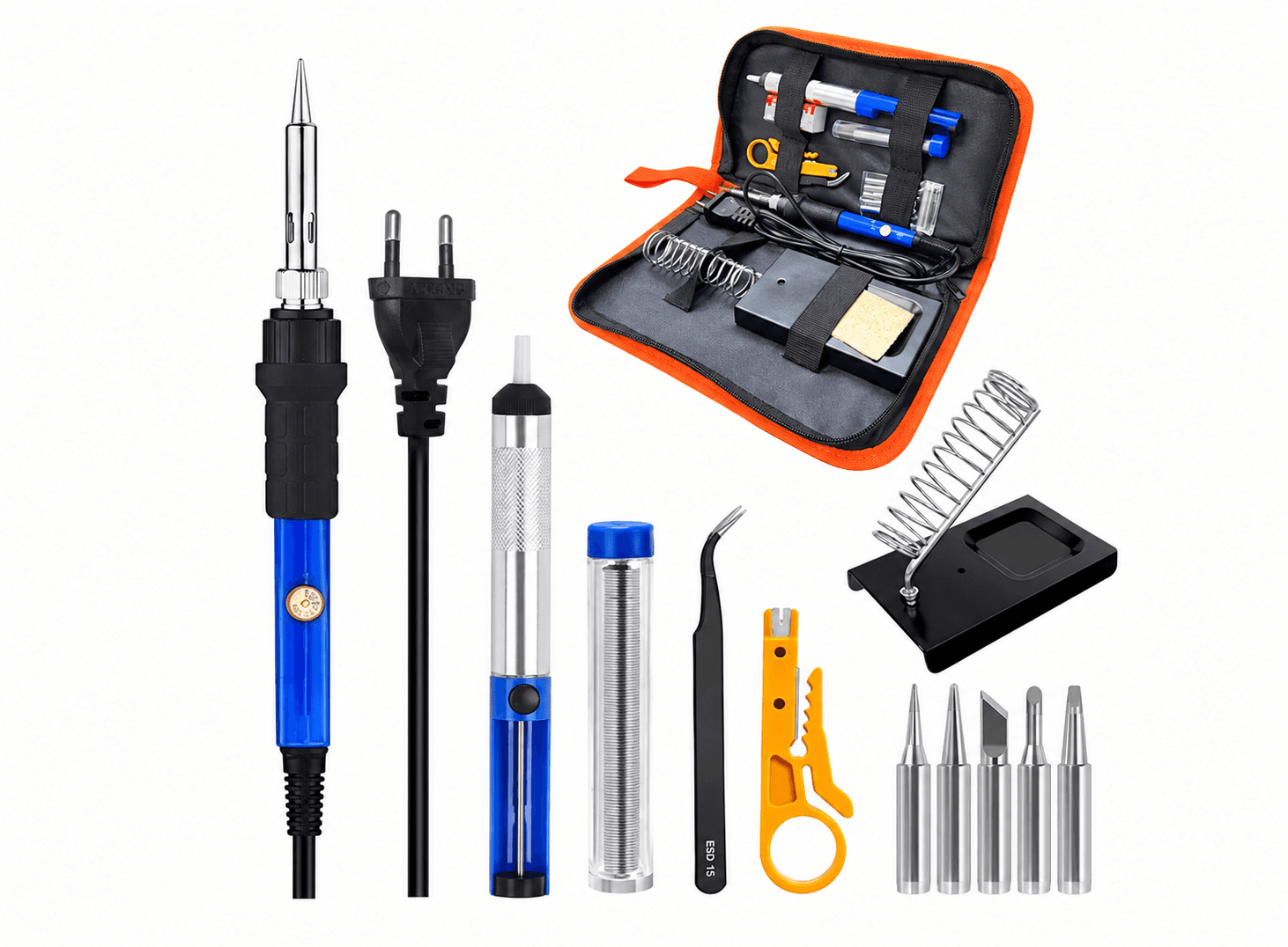 طقم كاوية لحام 13 في 1 بقدرة 60 واط مع حقيبة | 13-in-1 60W Soldering Iron Kit