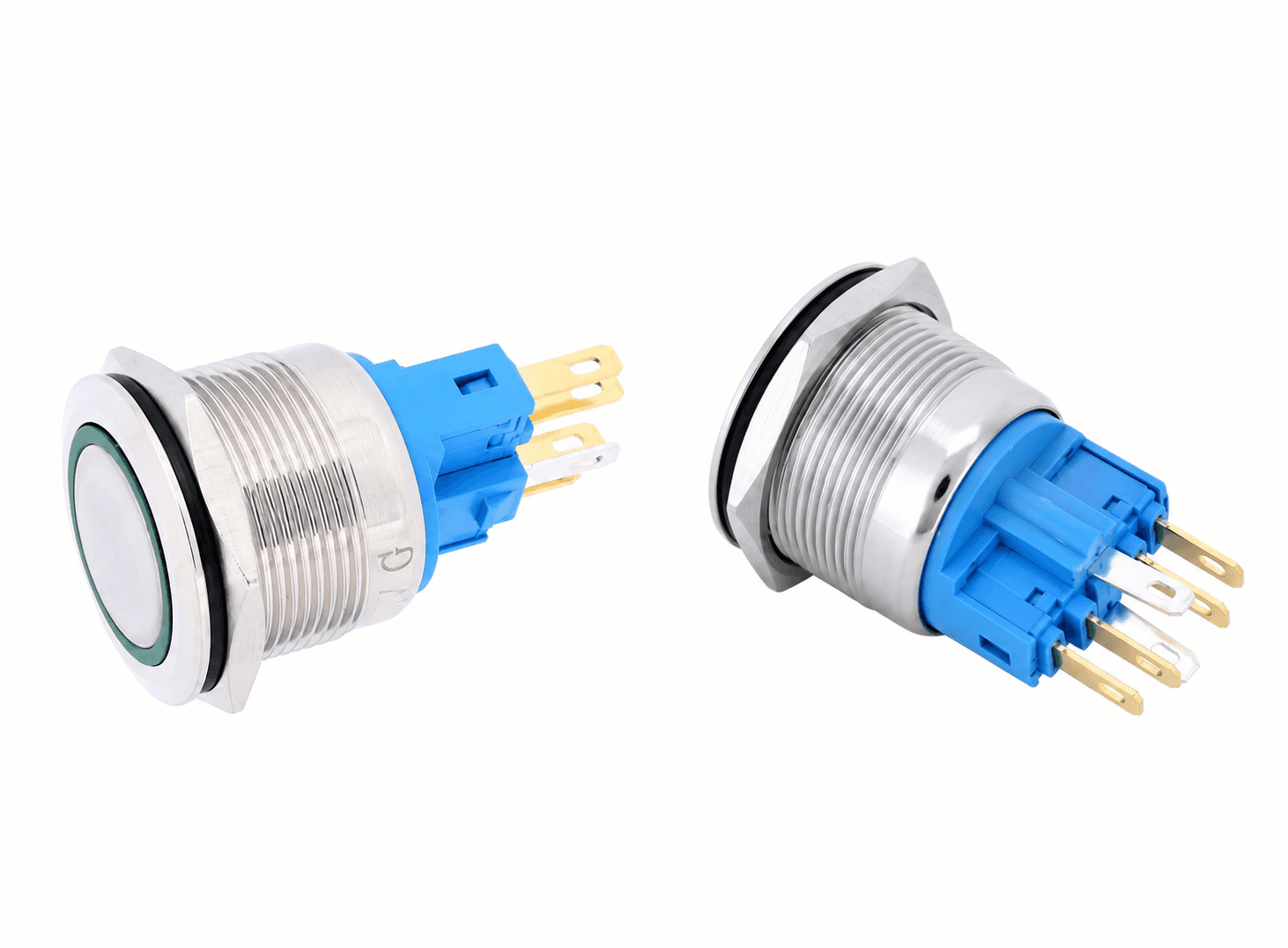 مفتاح ضغط مقاوم للماء IP65 22 ملم 6-Pin ستانلس ستيل مع إضاءة LED | Push Button Switch