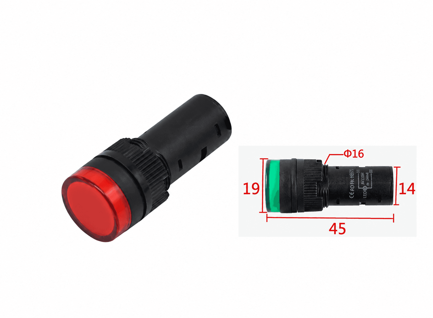 AD16-16C مصباح إشارة LED أحمر 16mm 220V | LED Indicator Light