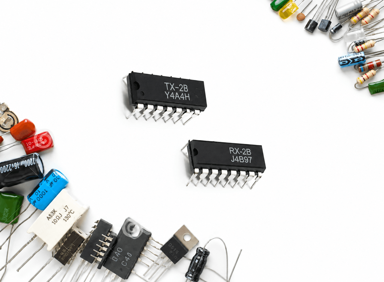 زوج مرسل ومستقبل لاسلكي RX-2B + TX-2B RX-2 TX-2 DIP-16 | Wireless Transceiver IC Pair
