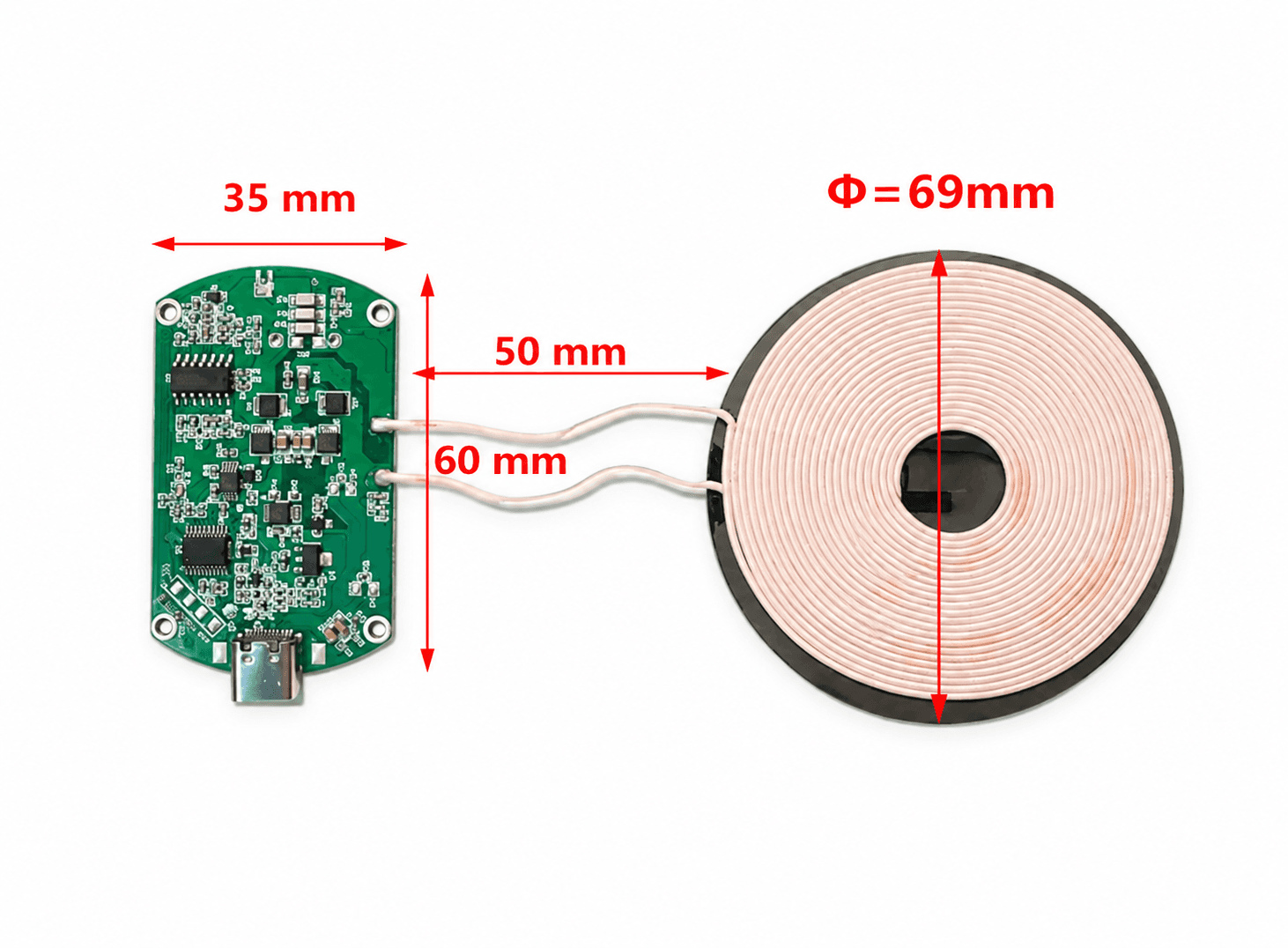 وحدة شحن لاسلكي سريعة عالية القدرة لمسافات طويلة 25mm موديل X-HX0577A | Wireless Charging Module