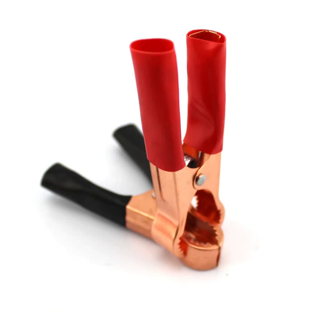 زوج مشابك تمساح 50A بطول 80mm أحمر وأسود لاختبار البطاريات | Crocodile Alligator Clips 50A 80mm, Red and Black Pair, Battery Test Leads