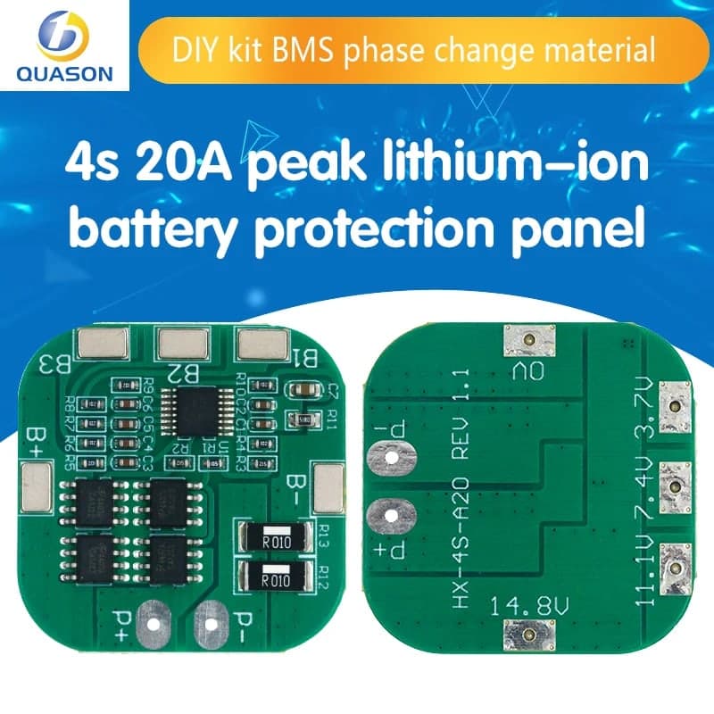 لوحة حماية BMS لحزم ليثيوم أيون 4S بجهد 16.8V وتيار 20A | 4S 20A Li-ion BMS Battery Protection Board 14.8V / 16.8V
