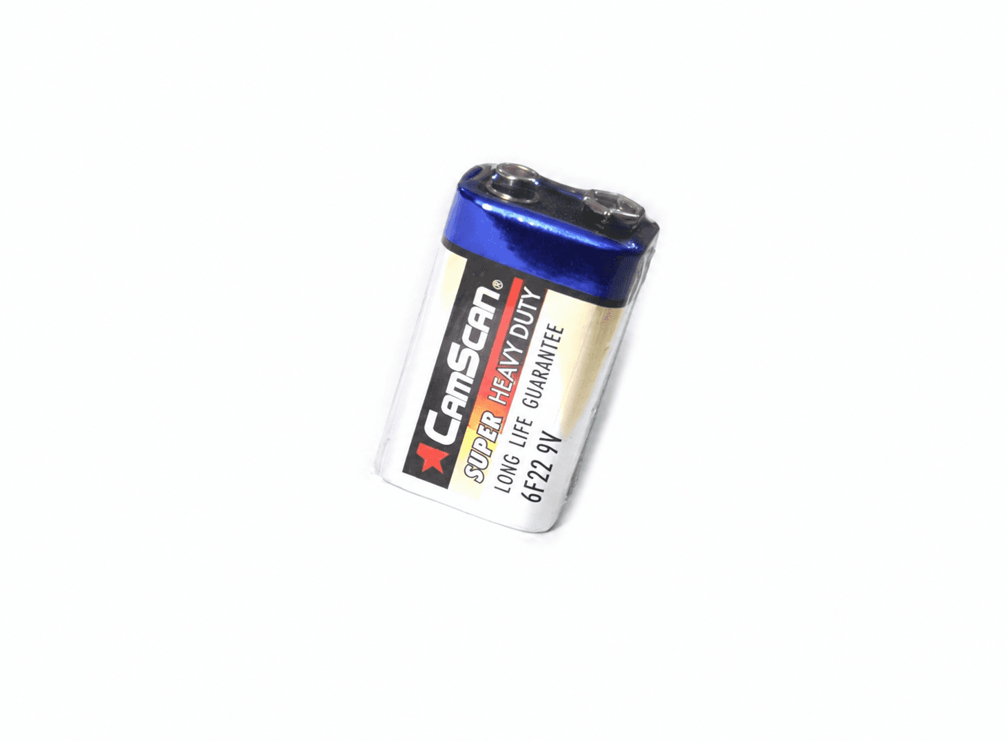بطارية CamScan زرقاء 9V موديل 6F22 للاستخدام الشاق خالية من الزئبق | CamScan 9V Super Heavy Duty 6F22 Battery, Mercury-Free