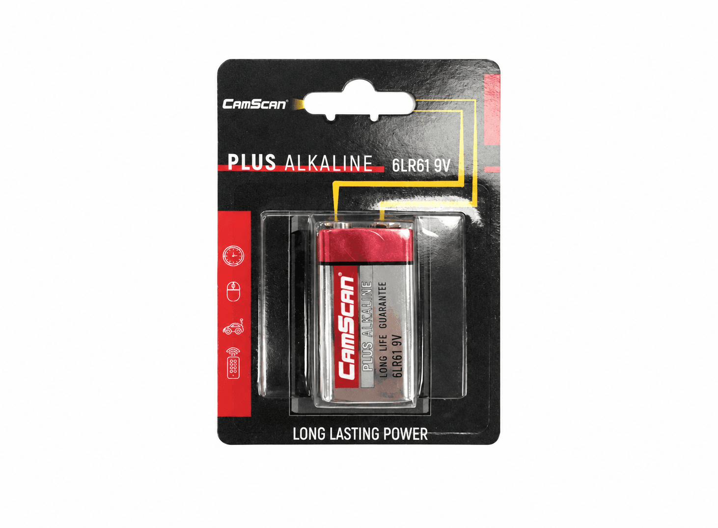 بطارية قلوية CamScan بفولتية 9 فولت موديل 6LR61 خالية من الزئبق | CamScan 9V Plus Alkaline Battery 6LR61, 0% Mercury