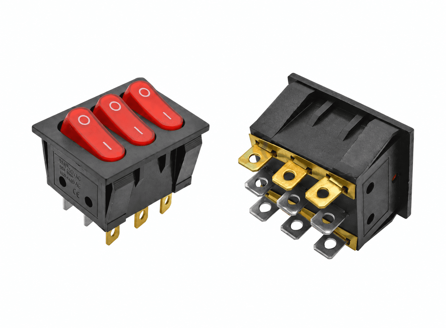 مفتاح هزاز ON-OFF بوضعيتين و3 أطراف وجهد 250V AC وتيار 15A للمعدات الكهربائية X52312 | Rocker Switch