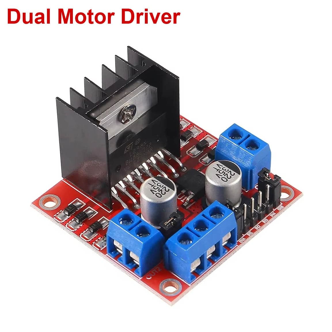 وحدة قيادة محركات L298N بجسر H مزدوج للتيار المستمر والمحركات الخطوية | L298N Dual H-Bridge Motor Driver Module for DC and Stepper Motors