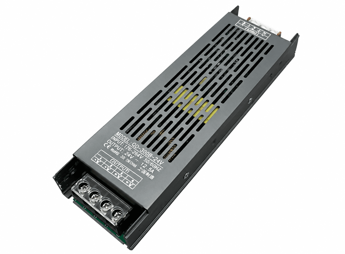 مصدر تغذية LED بفولتية 24 فولت وقدرة 300 واط وتيار 12.5 أمبير | 24V 300W 12.5A LED Driver Power Supply, 176-264V Input