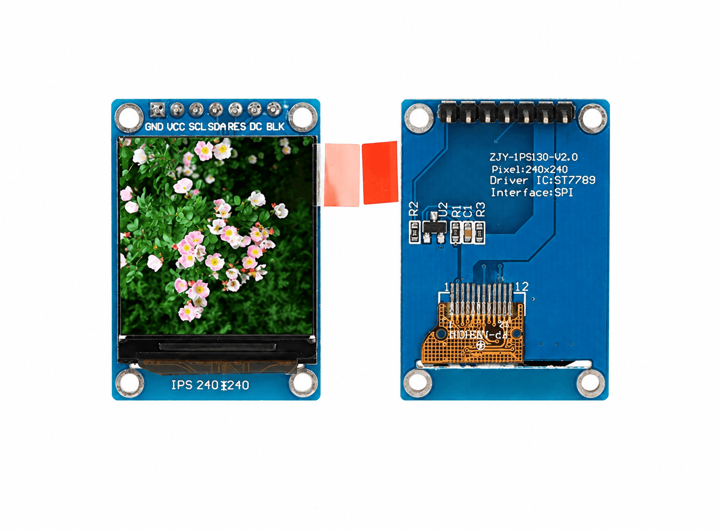 شاشة IPS TFT ملونة 1.3 إنش بدقة 240×240 بمتحكم ST7789VW وواجهة SPI | 1.3 Inch IPS TFT LCD Display Module 240x240 SPI ST7789VW Full Color