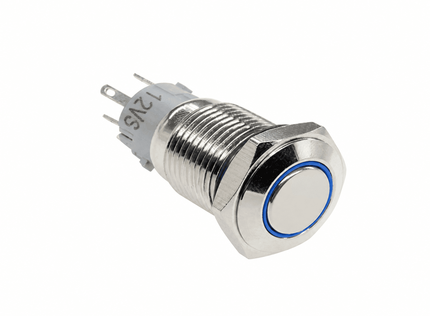 مفتاح ضغط زر بـ 5 دبابيس مع إضاءة LED ليد أزرق 12V 16mm | 12V 16mm Blue LED Push Button Switch 5Pin